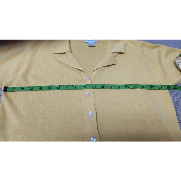 Van Heusen "For Her" VTG Mustard Yellow Short Sleeve Knit Collard Blouse W SZ M - Picture 6 of 7